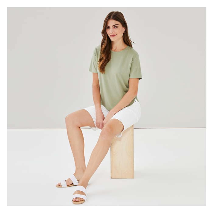 Women's Relaxed Crew Neck T-Shirt - Khaki Green